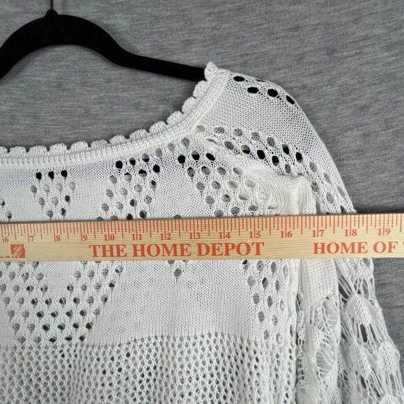 Crochet Women’s Blouse Small Beach Boho Bell Sleeve - Picture 9 of 11